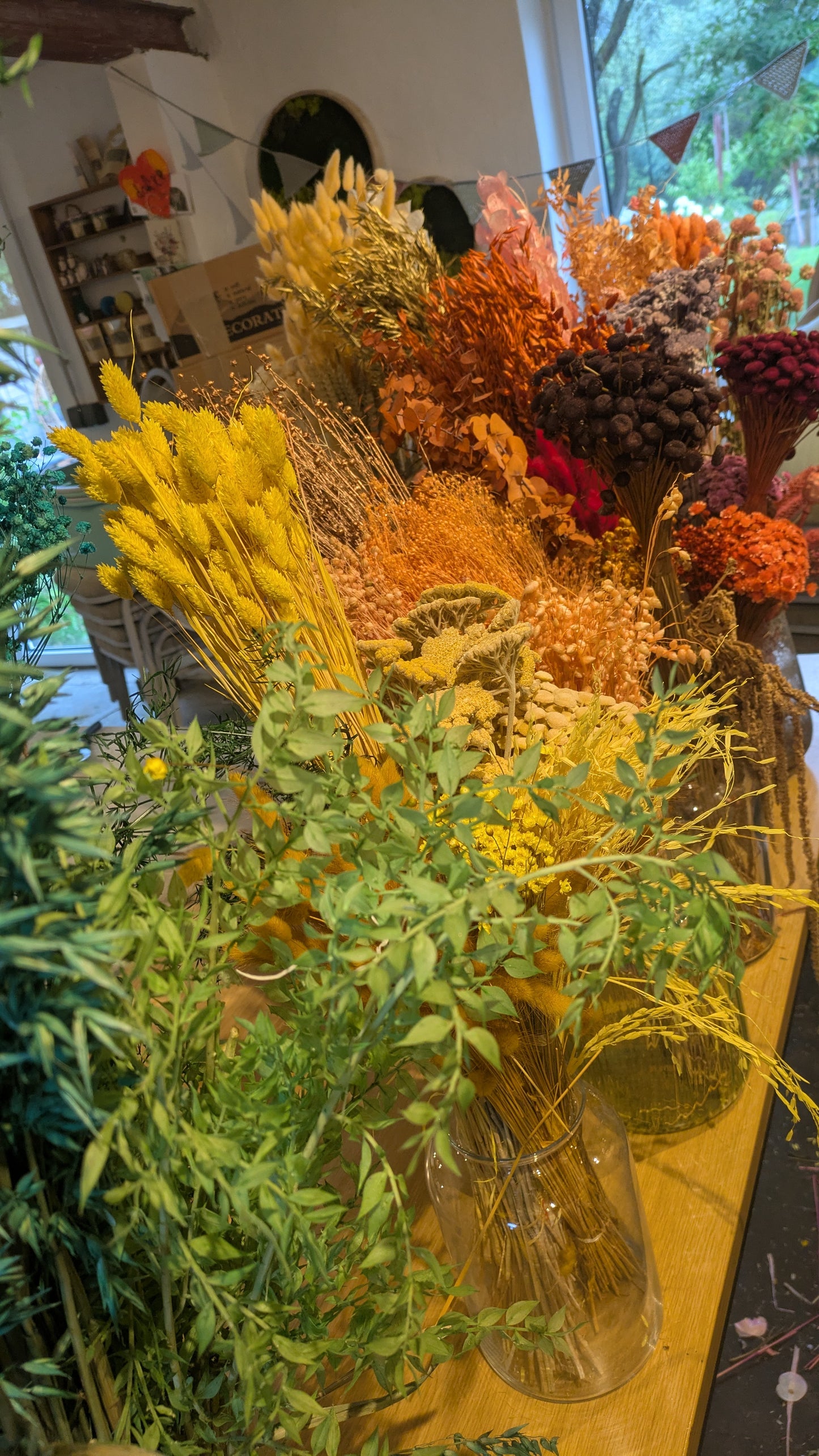 Trockenblumenköpfe